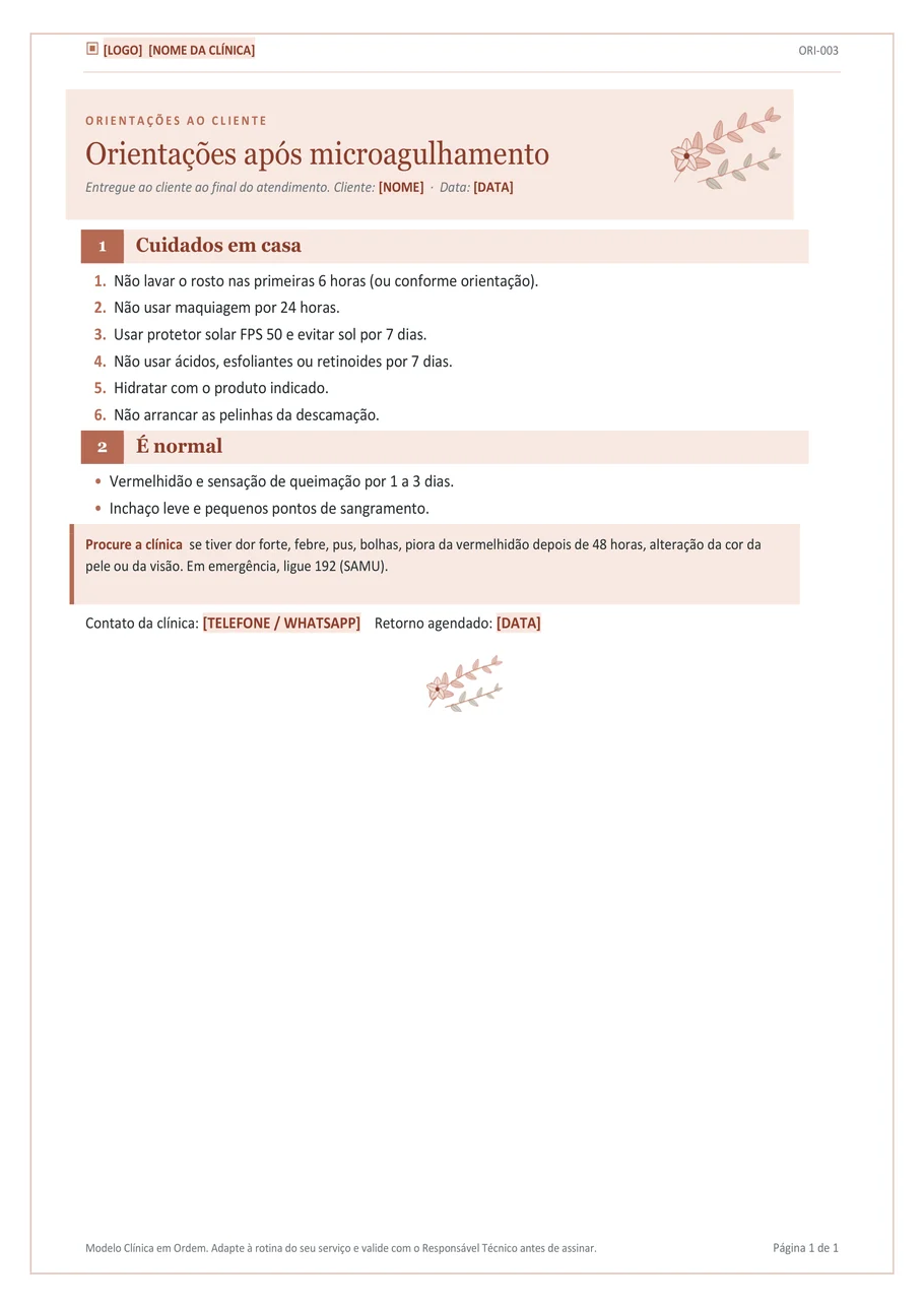 Orientações após microagulhamento